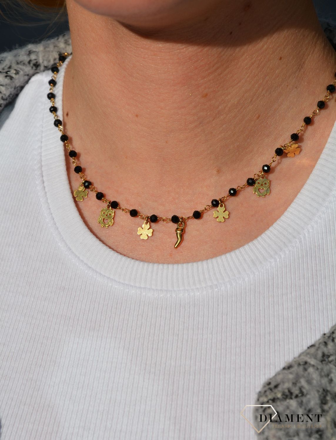 Naszyjnik srebrny pozłacany koraliki Dall'Acqua C RM KOR OWL..jpg